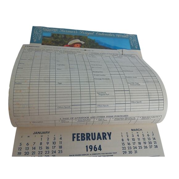 Vintage 1964 Farmers Friend Calendar Month By Month - Picture 4 of 8